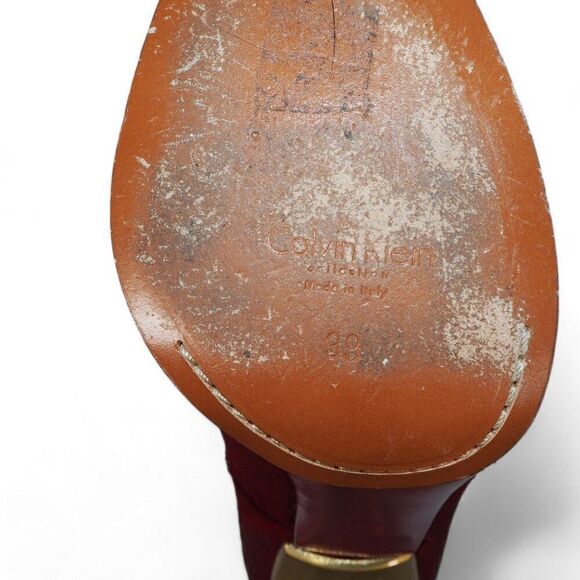 Calvin Klein Collection Calf Hair Heels Red / Grey Made in Italy Women's 8/39 - Picture 10 of 11